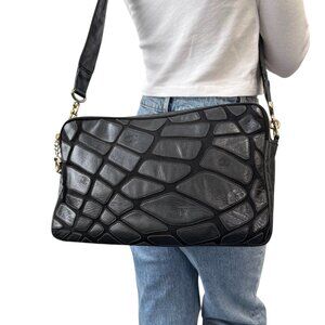 CHANEL Vintage CC Logo Crossbody Bag Lambskin Jersey Scales Leather [106390]